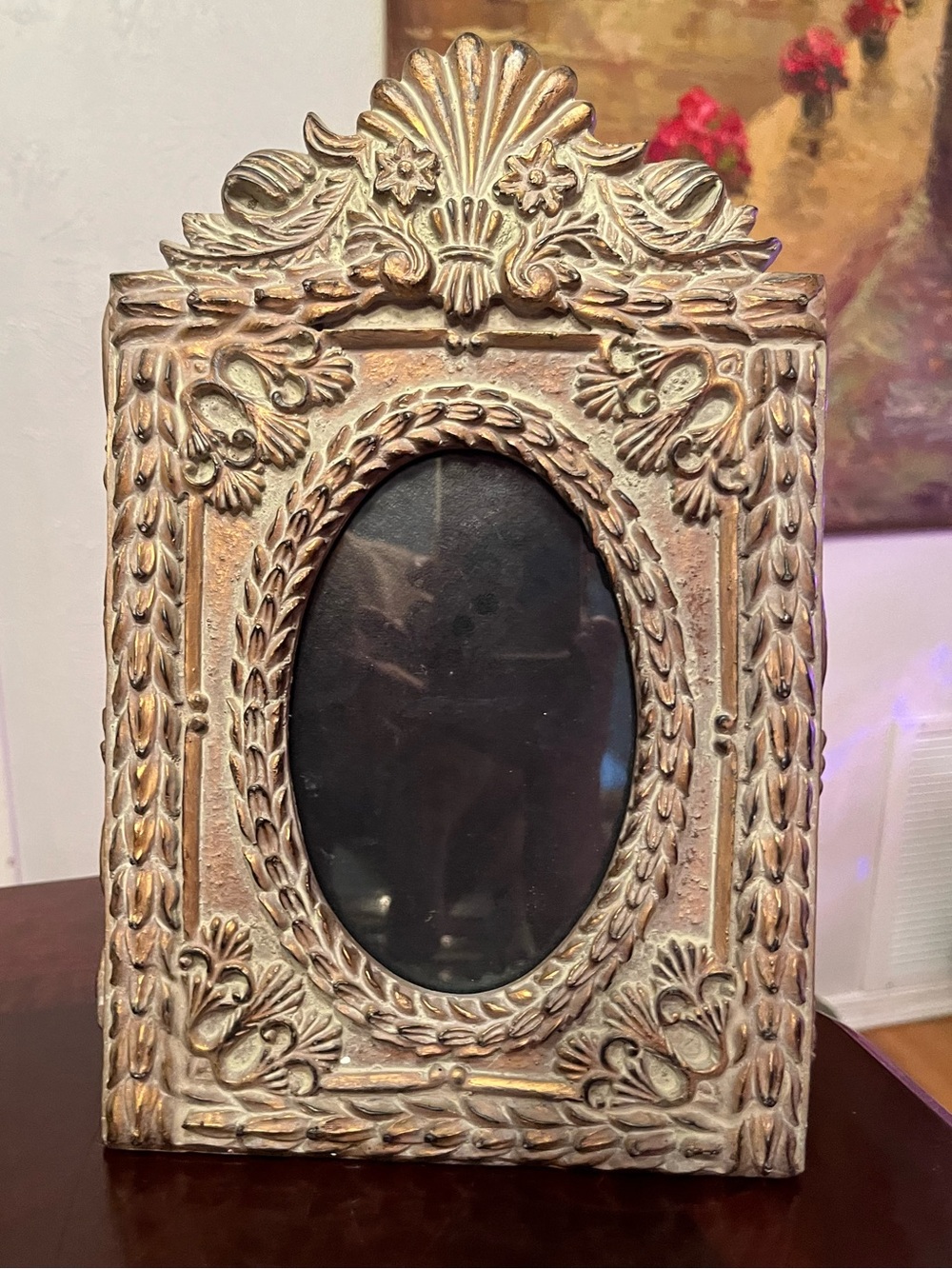 Ornate Gilded Ceramic Picture Frame Vintage Style